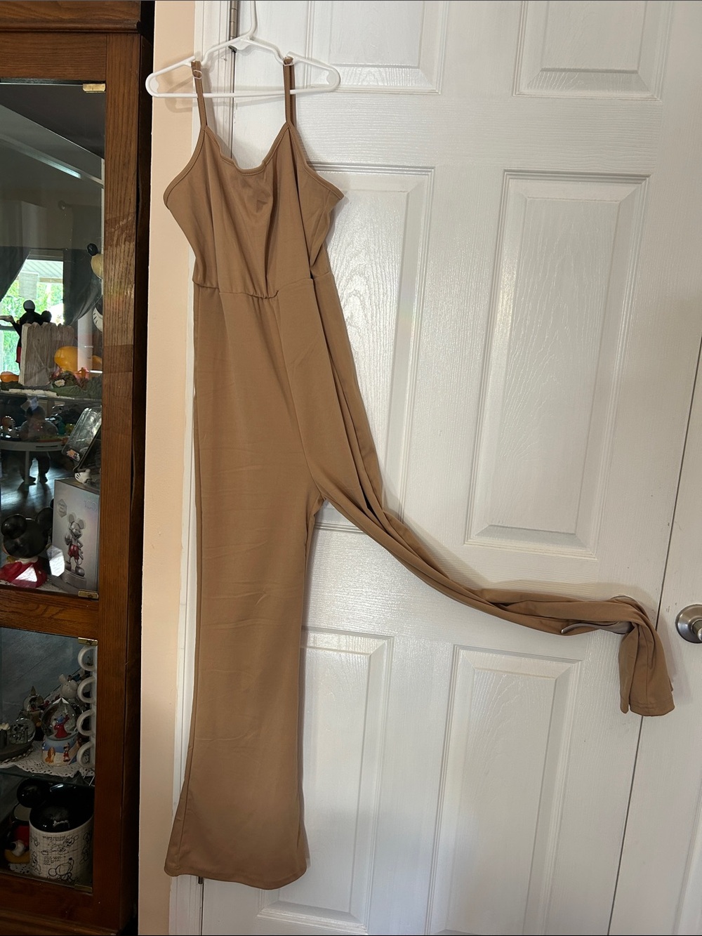 SHEIN Tan Sleeveless Wide-Leg Jumpsuit